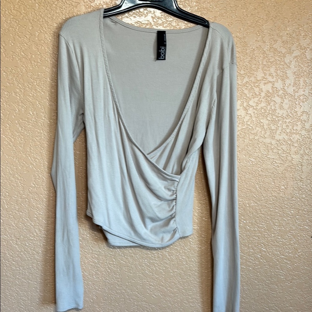 Bobi Cream Long Sleeve TopBobi super soft stretch wrap top